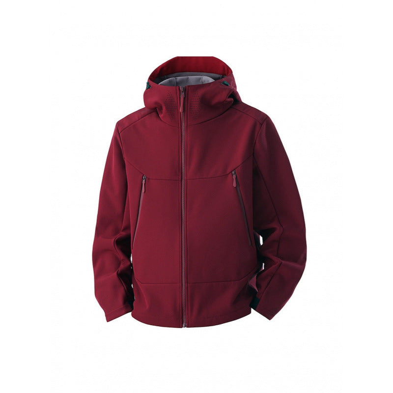 Men's Hooded Windproof Softshell Jacket, Casual Outdoor Outerwear
