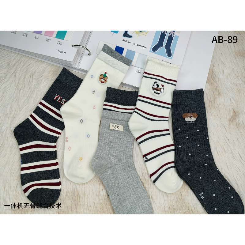 Women's Thin Cotton Bow Mid-Calf Socks Breathable- Pack of 5