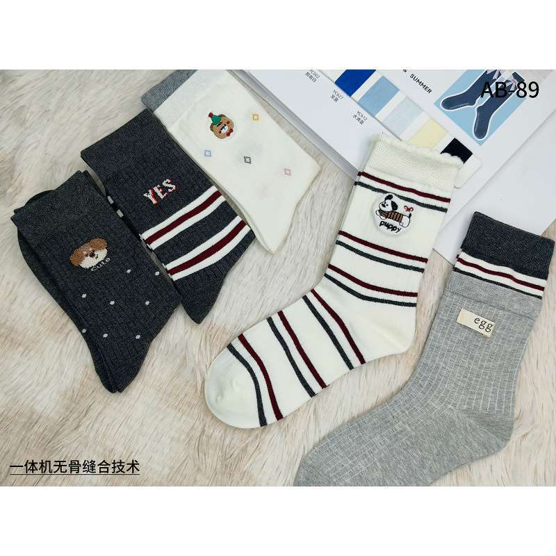 Women's Thin Cotton Bow Mid-Calf Socks Breathable- Pack of 5