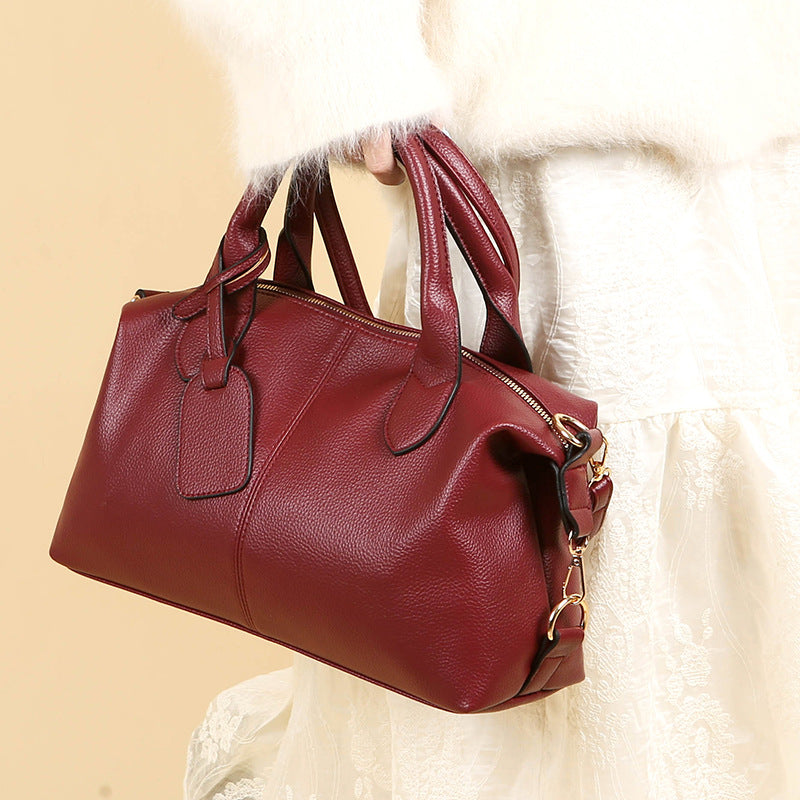 Women's PU Boston Bag, Portable Shoulder Messenger Bag