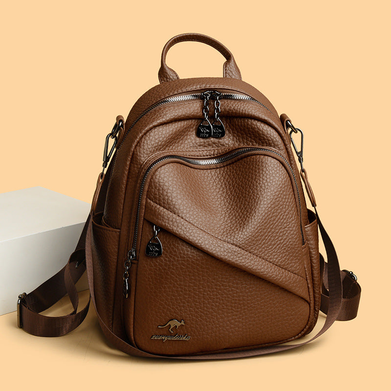 Women's Soft PU Backpack, Large Capacity Casual Travel Bag