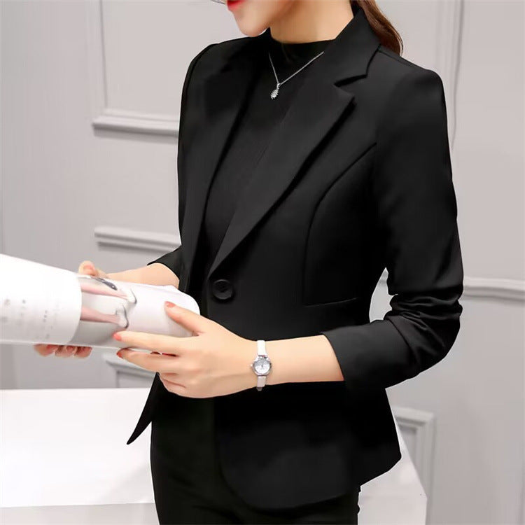 Women's Slim Fit Blazer, Korean Style Long Sleeve Suit Jacket