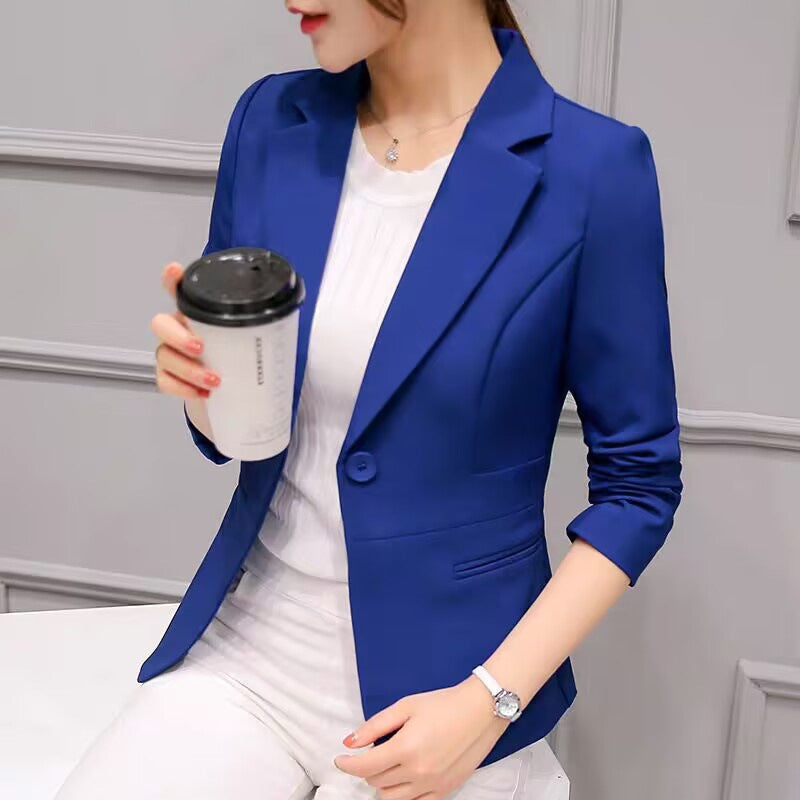 Women's Slim Fit Blazer, Korean Style Long Sleeve Suit Jacket