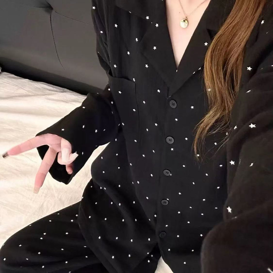 Women's Cloud Cotton Pajama Set, Korean Style Long Sleeve