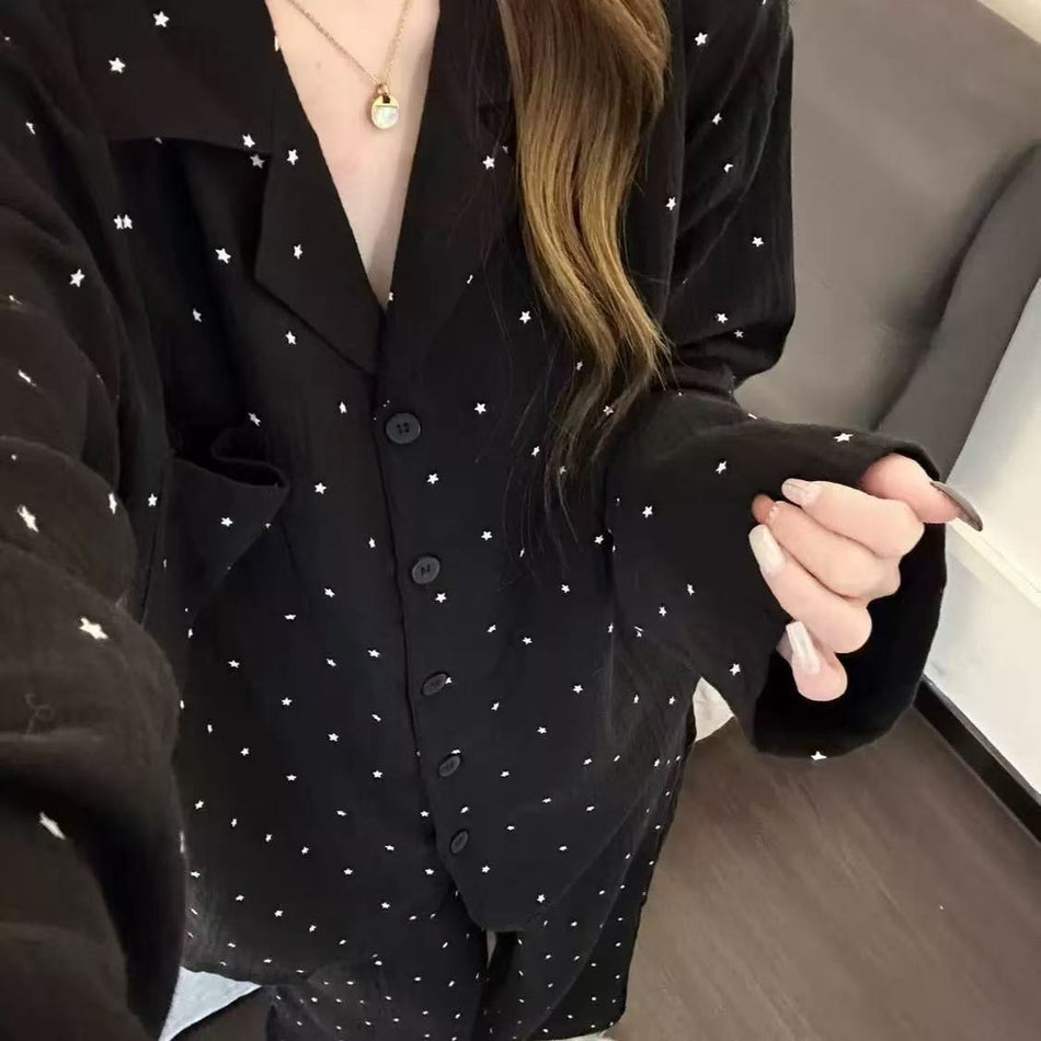 Women's Cloud Cotton Pajama Set, Korean Style Long Sleeve