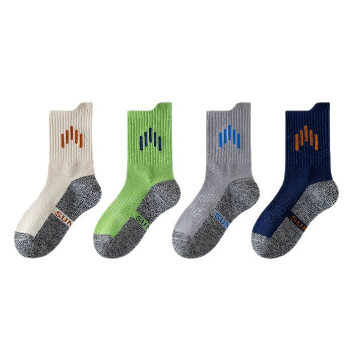 PACK OF 5-Boys' Cotton Mid-Calf Sports Breathable Kids' Socks