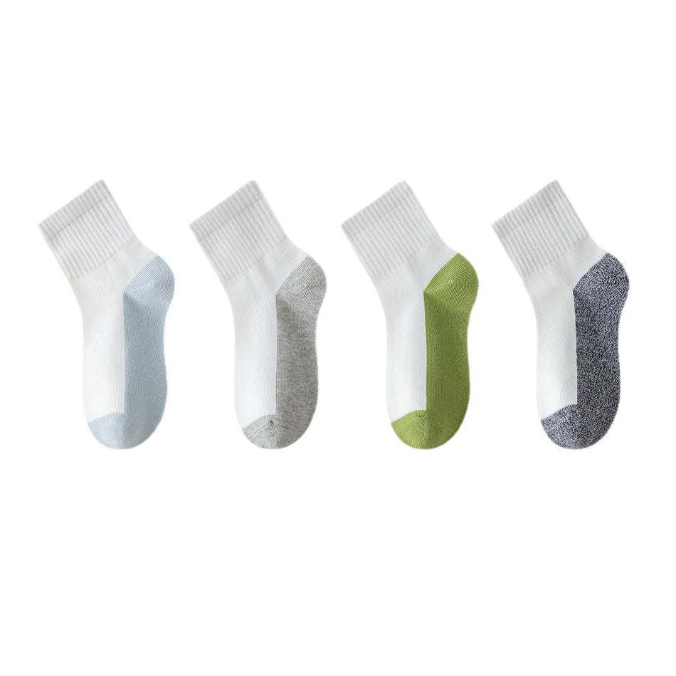 PACK OF 5 Kids' Pure Cotton Breathable Mid-Calf Student Socks