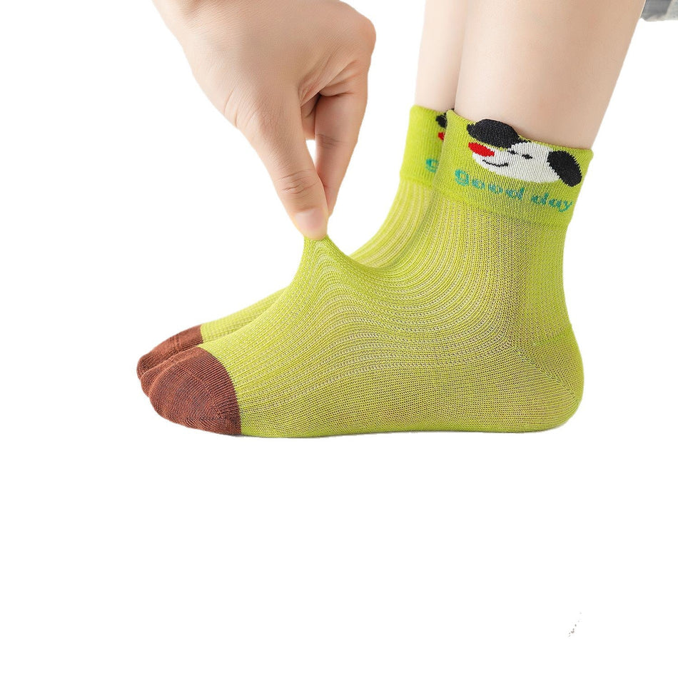 PACK OF 5 Boys' Cotton Mesh Breathable Mid-Calf Puppy Socks