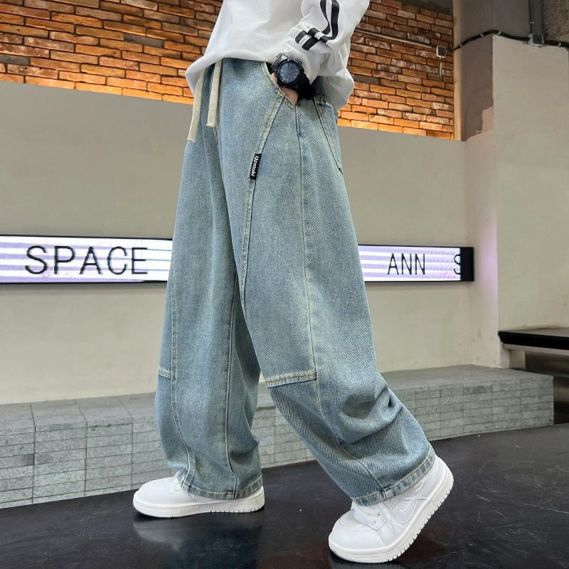 Boys Korean-Style Loose Straight Denim Jeans