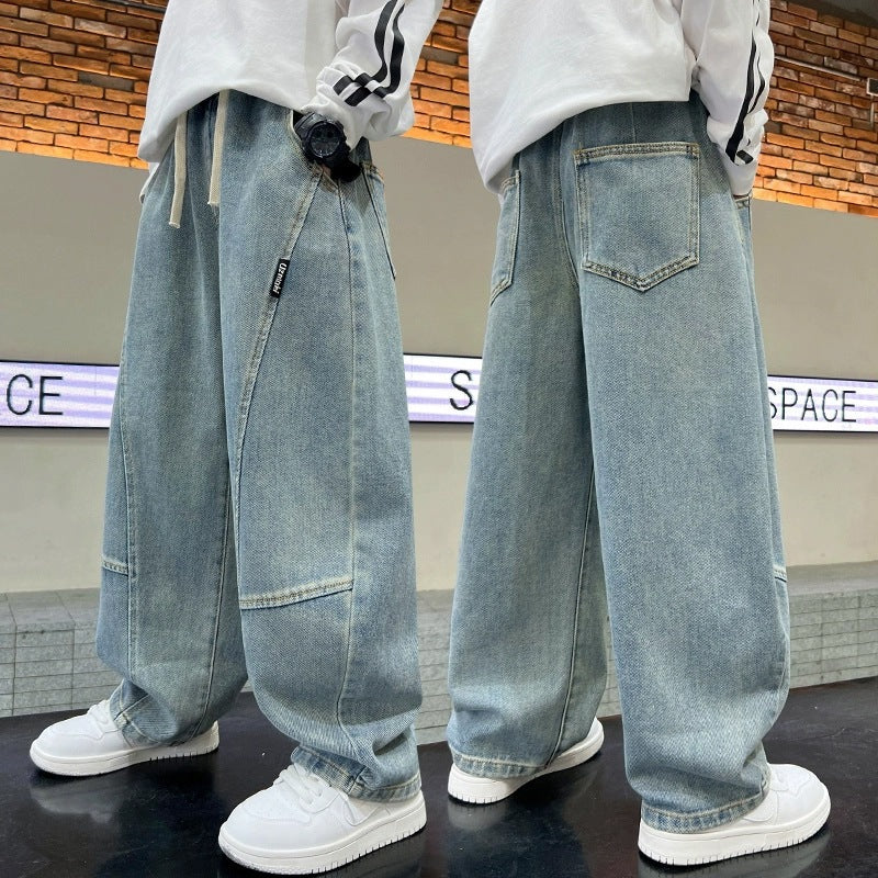 Boys Korean-Style Loose Straight Denim Jeans