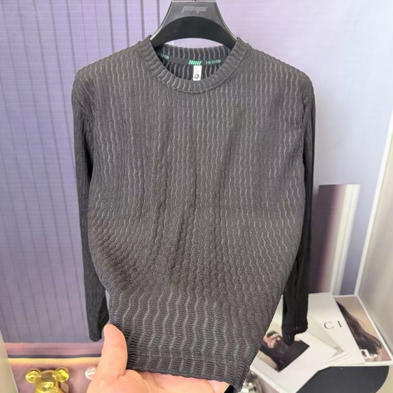 Men's Striped Crewneck Long Sleeve T-Shirt Autumn Top