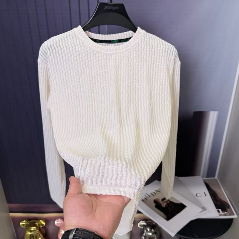 Men's Striped Crewneck Long Sleeve T-Shirt Autumn Top