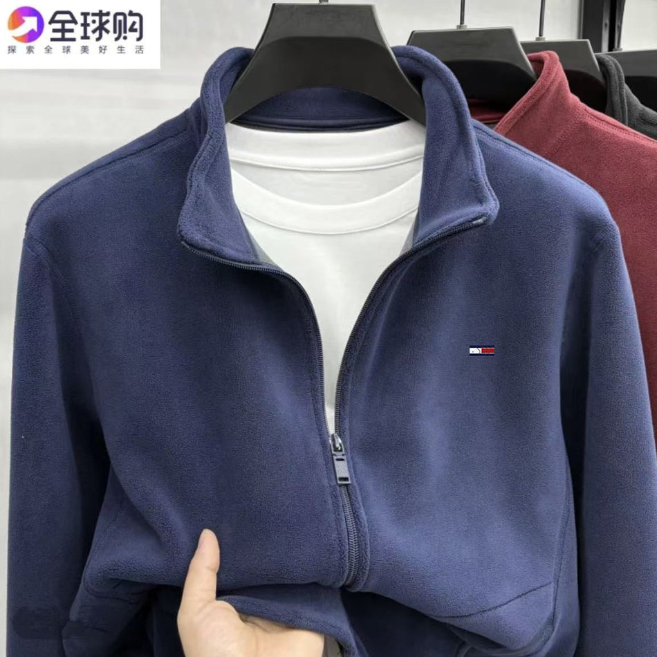 Men's Double-Sided Fleece Stand Collar Winter Cardigan Jacket