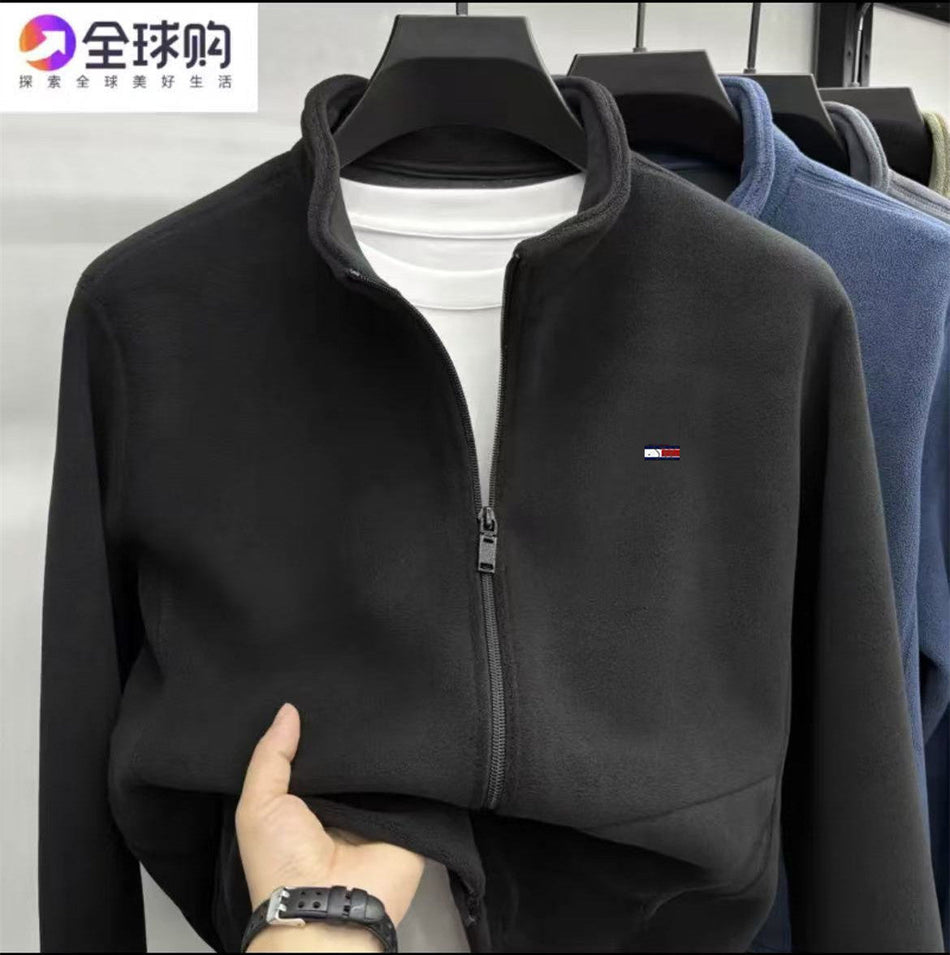 Men's Double-Sided Fleece Stand Collar Winter Cardigan Jacket