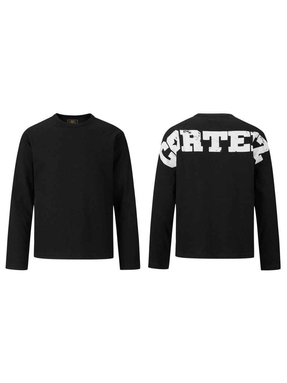 Men's Corteiz Letter Print Waffle Long Sleeve Crewneck Tee