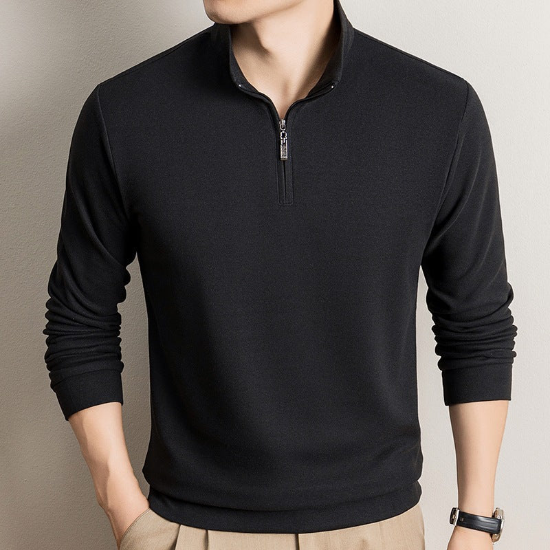 Men's Mock Neck Half-Zip Short Sleeve Solid Casual T-Shirt