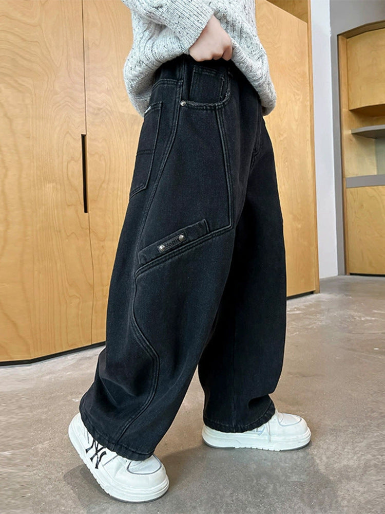 Boys' Soft Denim Casual Pants Cotton Blend Spring Autumn Jeans