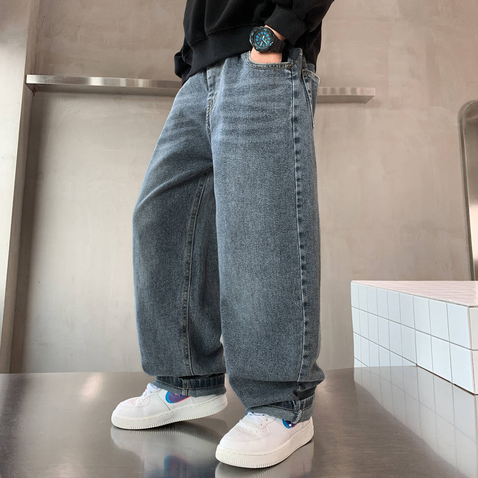 Boys' Cotton Straight-Leg Jeans Casual Spring Autumn Trousers