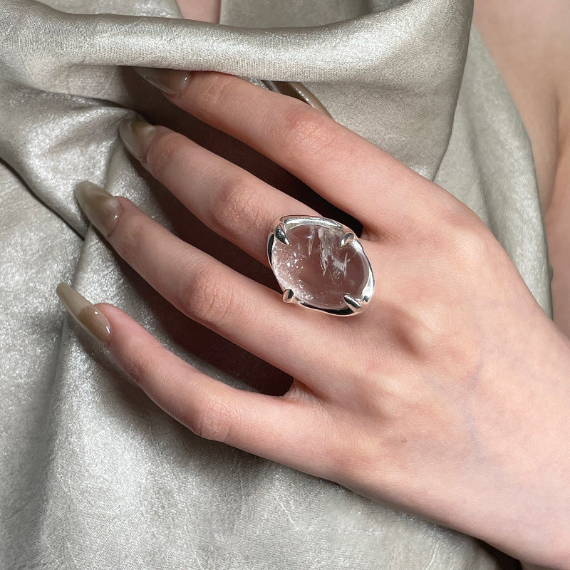 2PC-Women's Twisted Claw Ring, White Crystal Adjustable Design