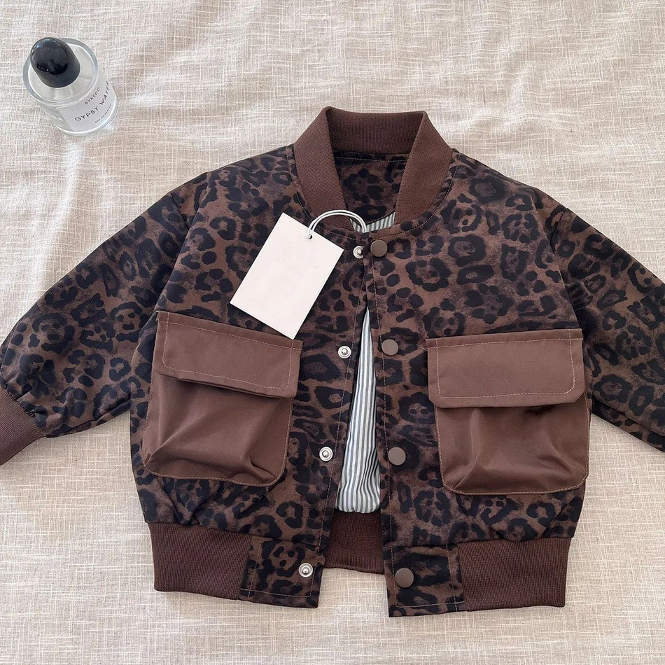 Boys' Cotton Leopard Print Jacket Korean Style Autumn Outerwear