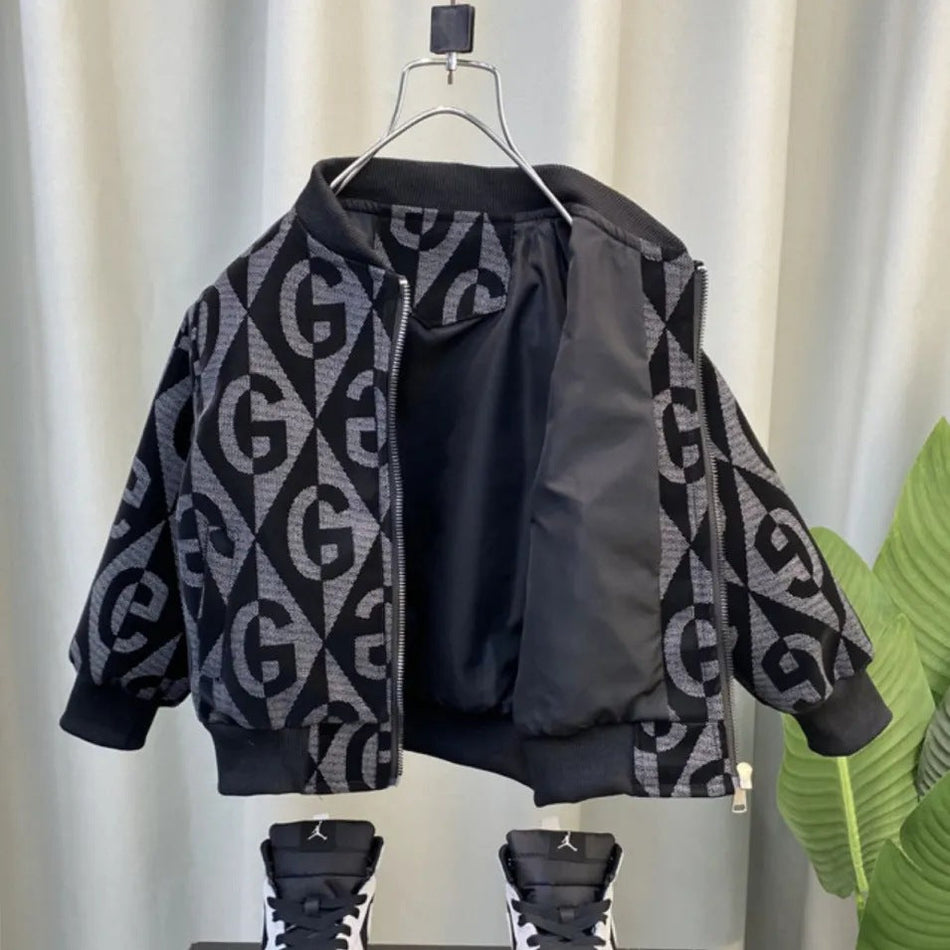 Boys' Polyester Baseball Jacket Softened Short Coat Spring