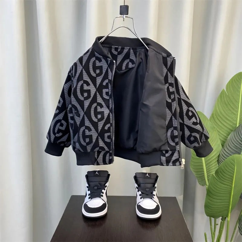 Boys' Polyester Baseball Jacket Softened Short Coat Spring