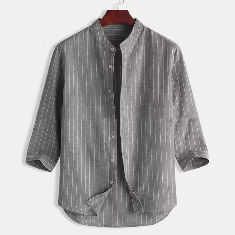 Men's Loose Three-Quarter Sleeve Solid Color Casual Shirt