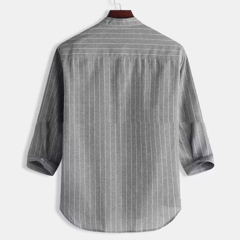 Men's Loose Three-Quarter Sleeve Solid Color Casual Shirt