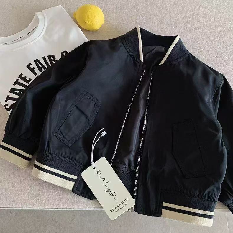 Boys' Retro American Bomber Jacket, Korean-Style Spring Autumn