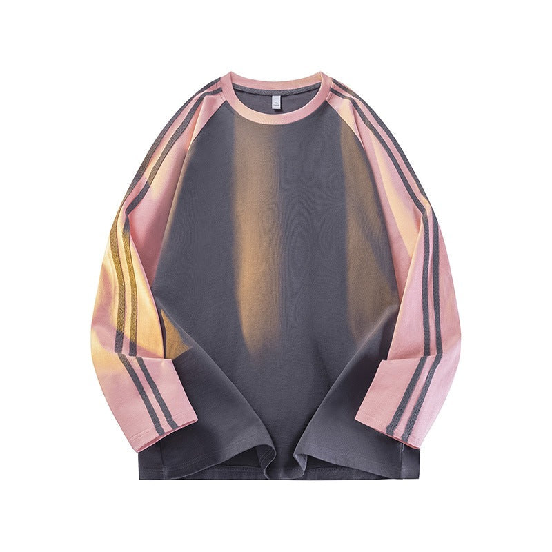 Men's Color-Block Crewneck Long Sleeve Tee