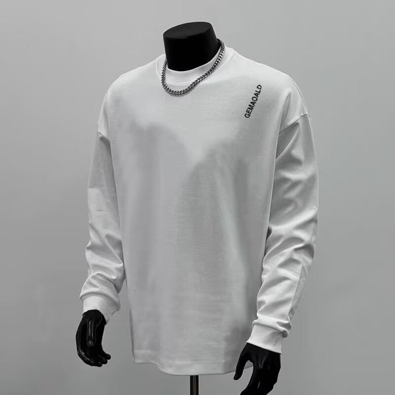 Men's American Printed Loose Fit Crewneck Long Sleeve Tee