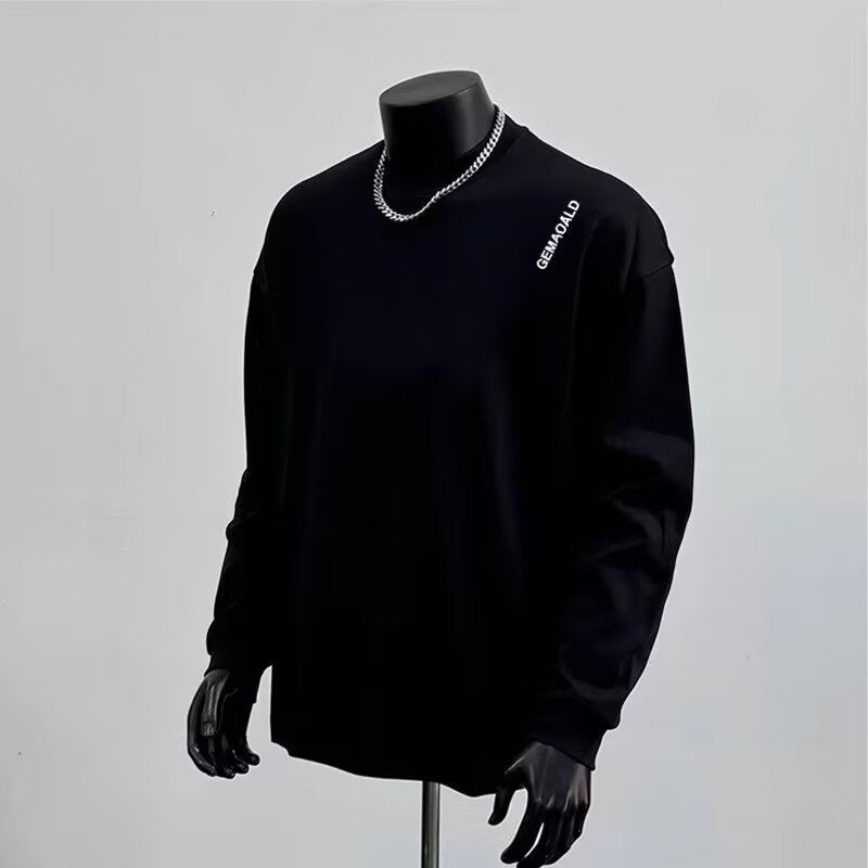 Men's American Printed Loose Fit Crewneck Long Sleeve Tee