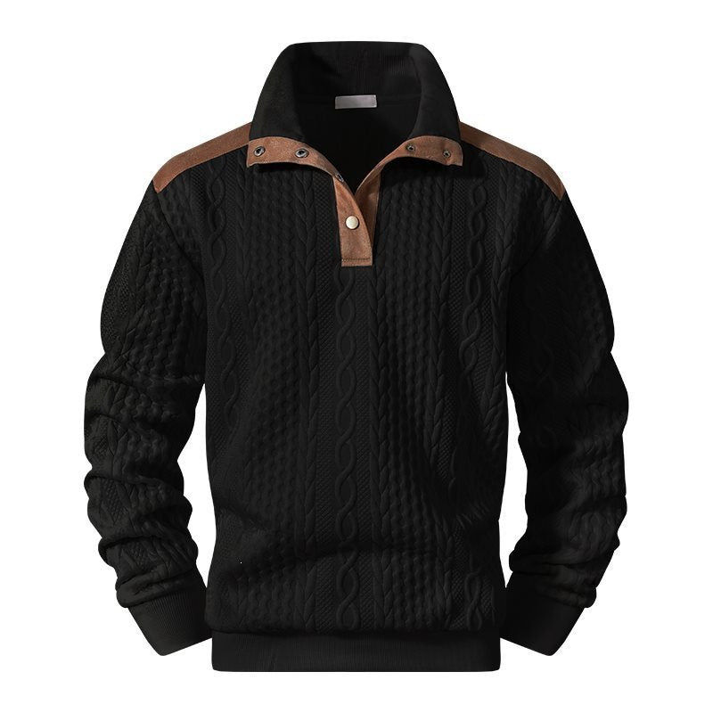 Men's Business Casual Stand Collar Color Block Sweatshirt