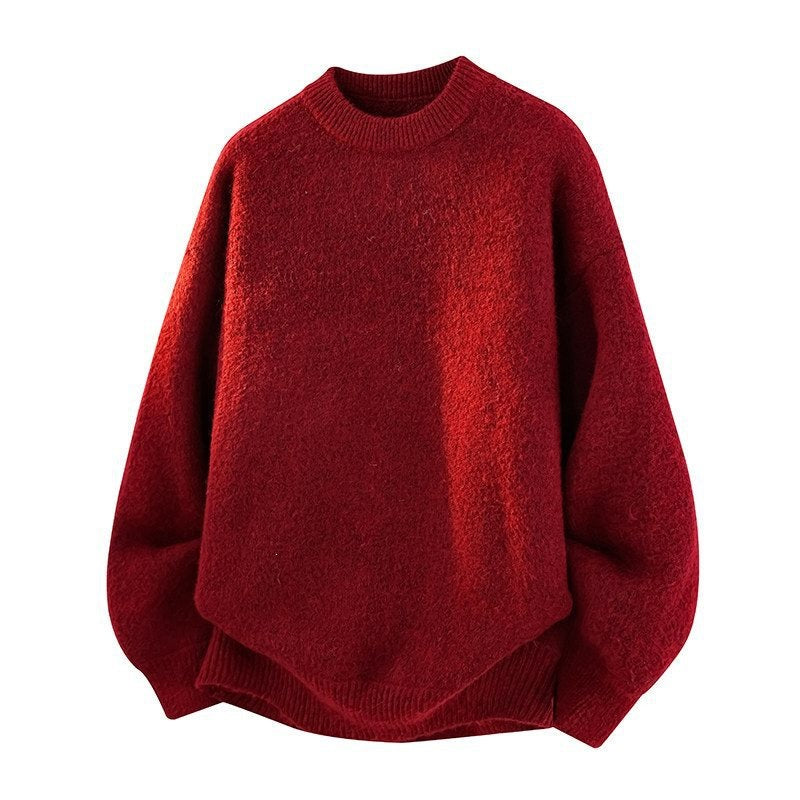 Men's Thickened Fleece-Lined Loose Crewneck Base Sweater