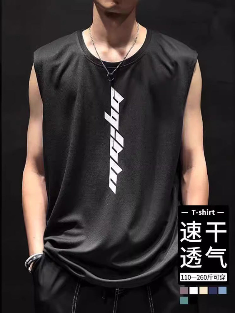 Men's Hong Kong Style Sleeveless Summer Tank Top Casual Vest