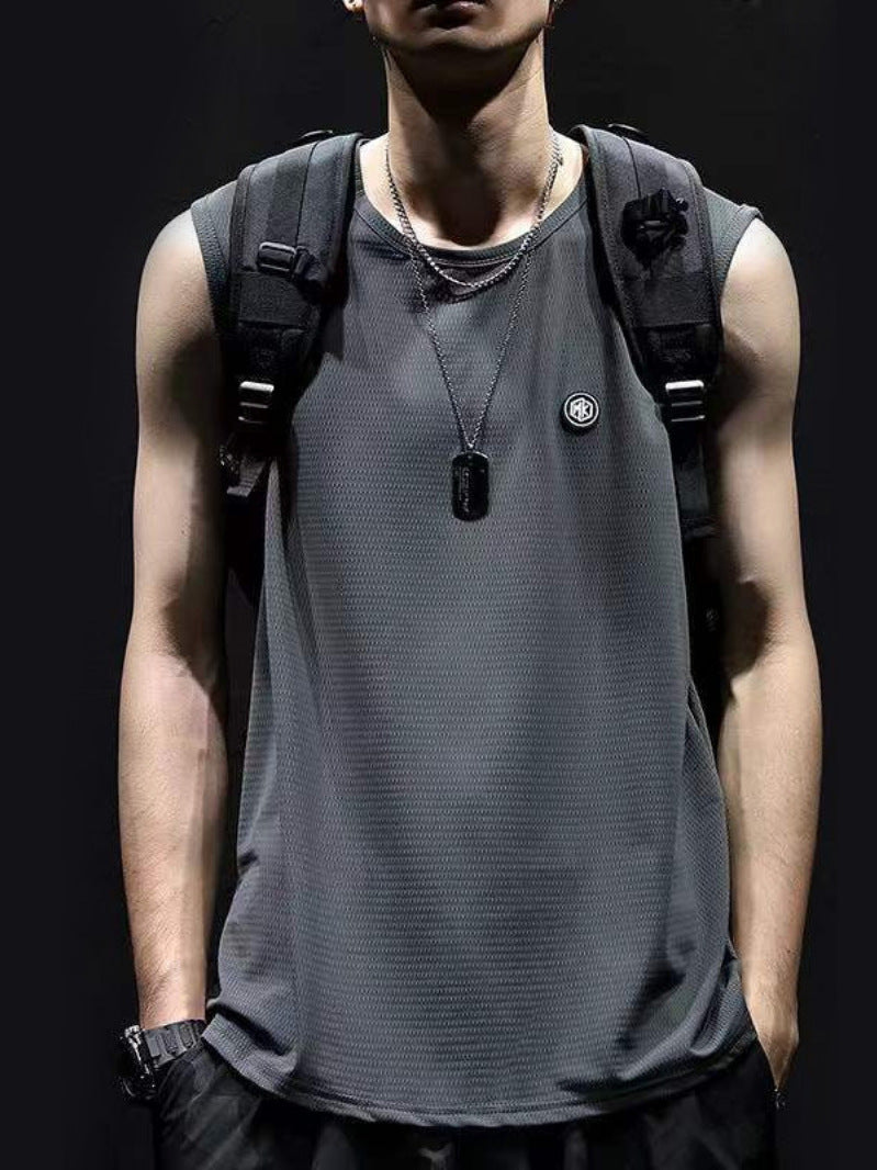 Men's Ice Silk Loose Sports Tank Top Fitness Basketball Vest
