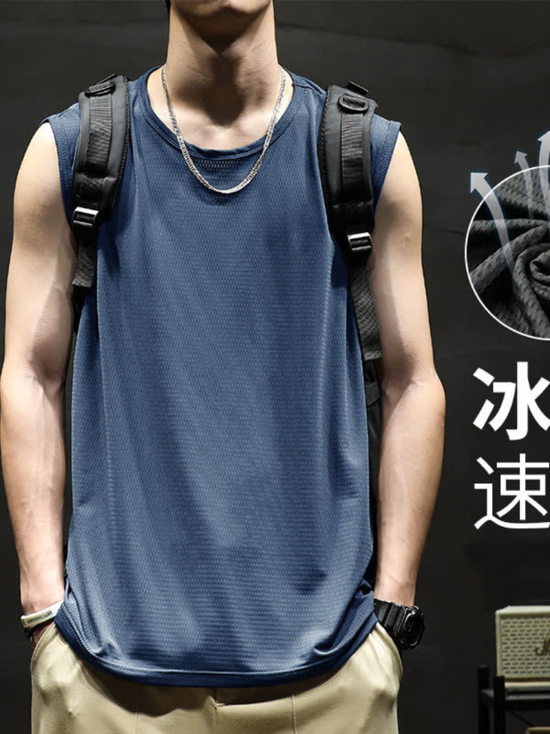Men's Ice Silk Mesh Sleeveless Quick-Dry Sports Tank Top