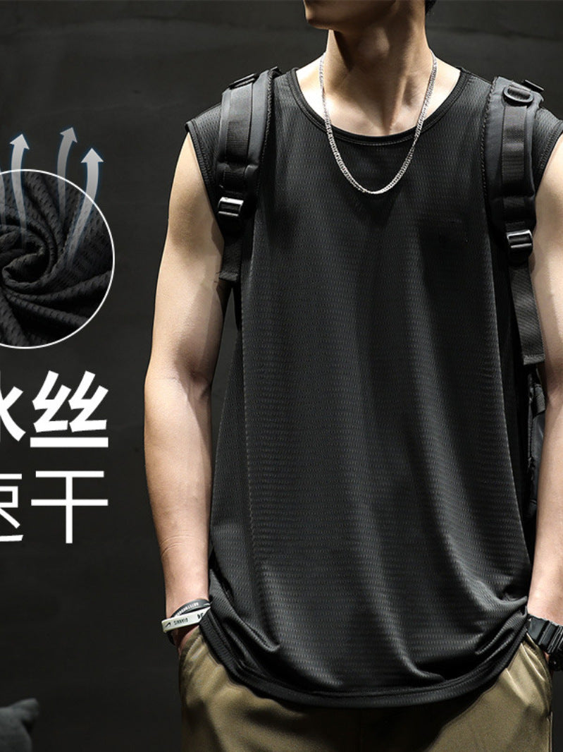 Men's Ice Silk Mesh Sleeveless Quick-Dry Sports Tank Top