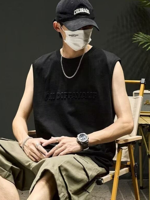 Men's Japanese Style Wide Shoulder Sleeveless Casual Tank Top