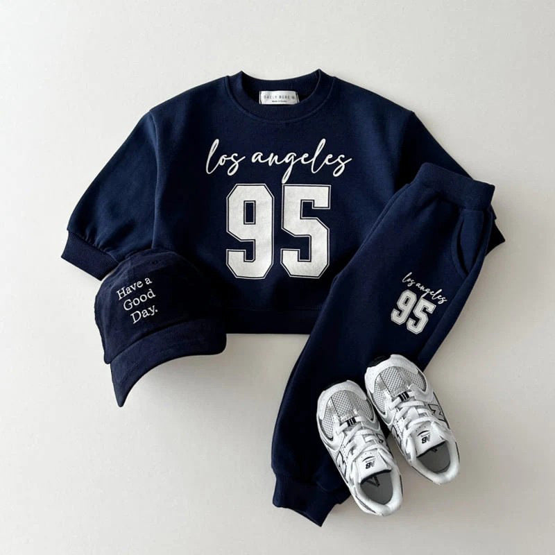 Kids' Cotton Letter Sweatshirt and Trousers Two-Piece Set