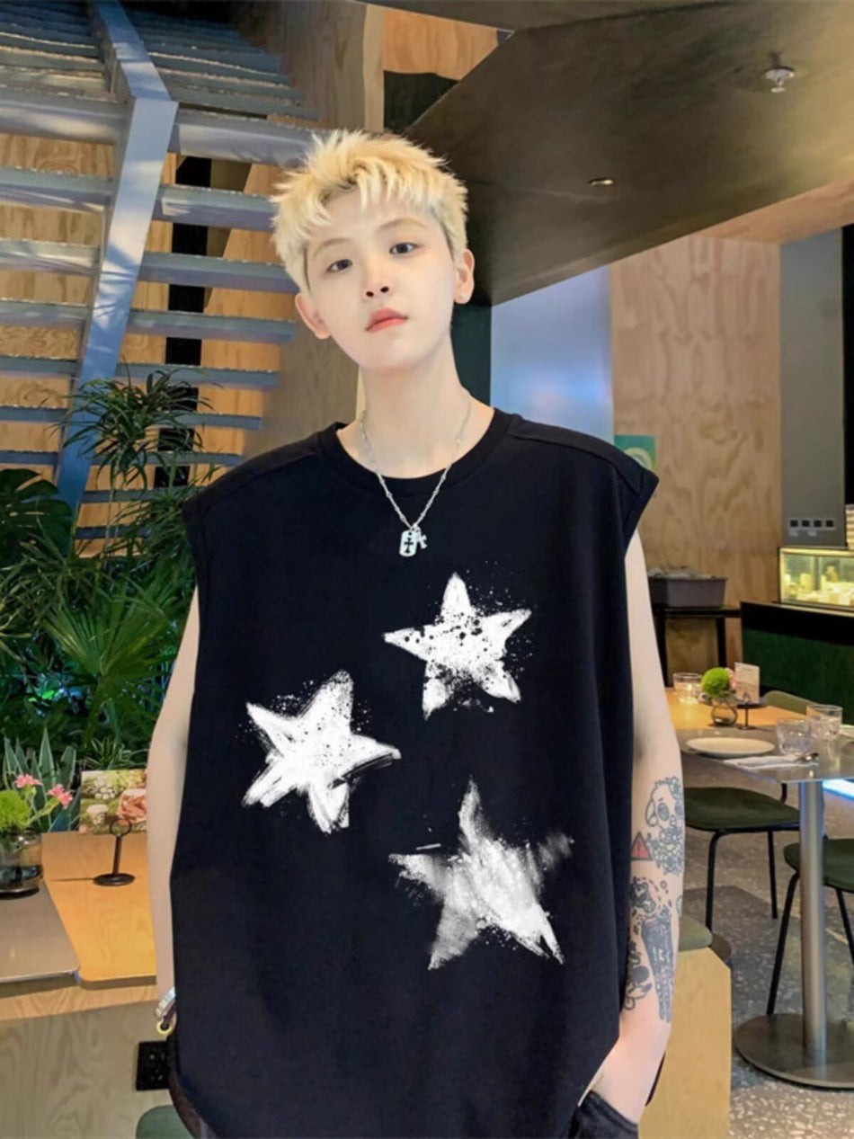 Men's Hong Kong Style Sleeveless Casual Summer Vest T-Shirt