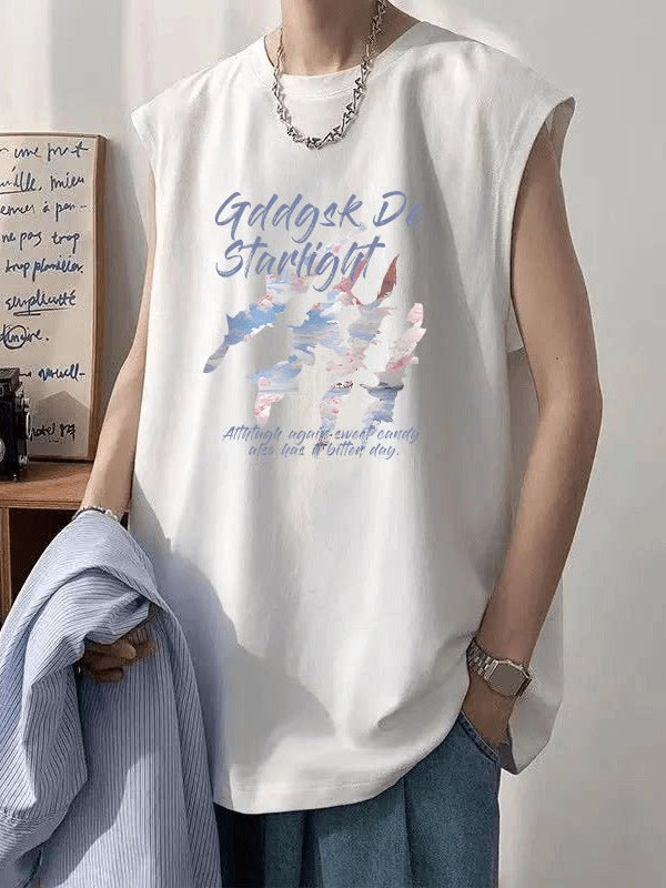 Men's Cotton Loose Sleeveless T-Shirt Casual Summer Vest