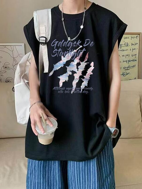 Men's Cotton Loose Sleeveless T-Shirt Casual Summer Vest