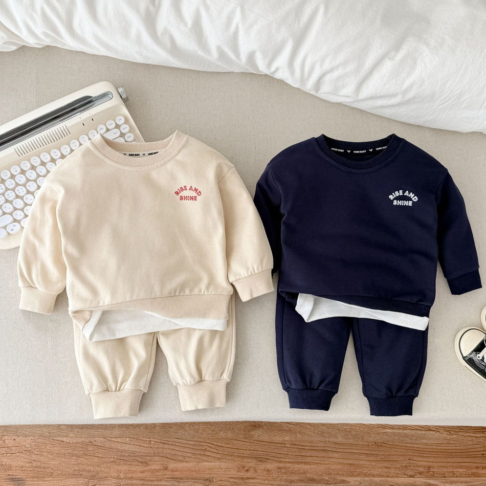 Kids' Cotton Letter Sweatshirt and Trousers Two-Piece Set