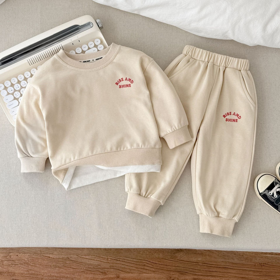 Kids' Cotton Letter Sweatshirt and Trousers Two-Piece Set