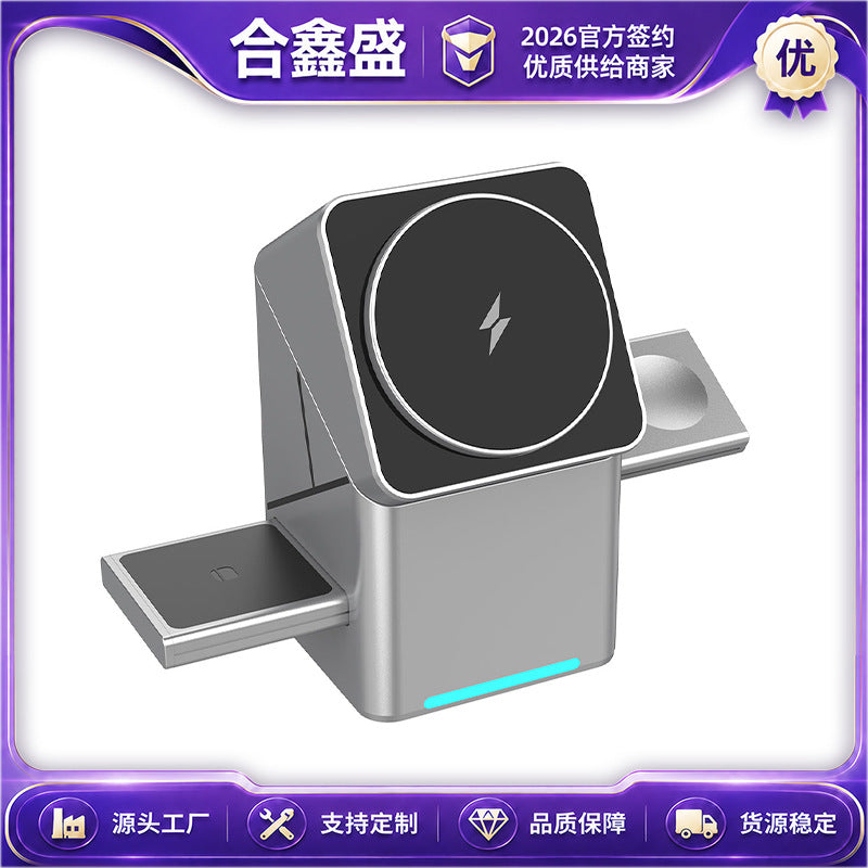 3-in-1 Rotating Magnetic Wireless Charger 15W for Apple Samsung