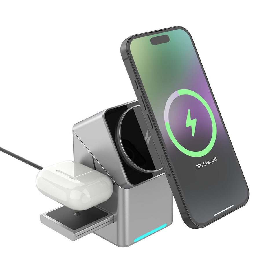 3-in-1 Rotating Magnetic Wireless Charger 15W for Apple Samsung