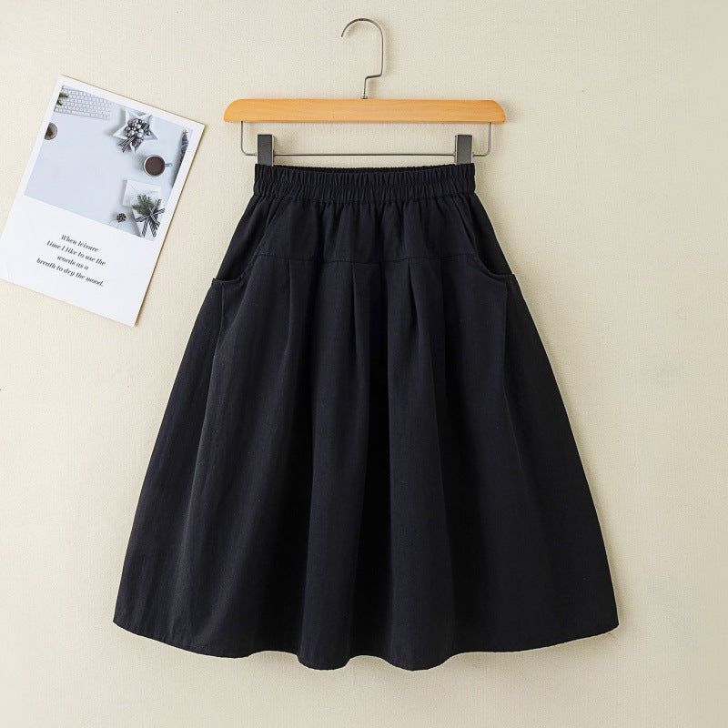 Girls' Pleated Midi Skirt Sweet Preppy Style for Spring Autumn