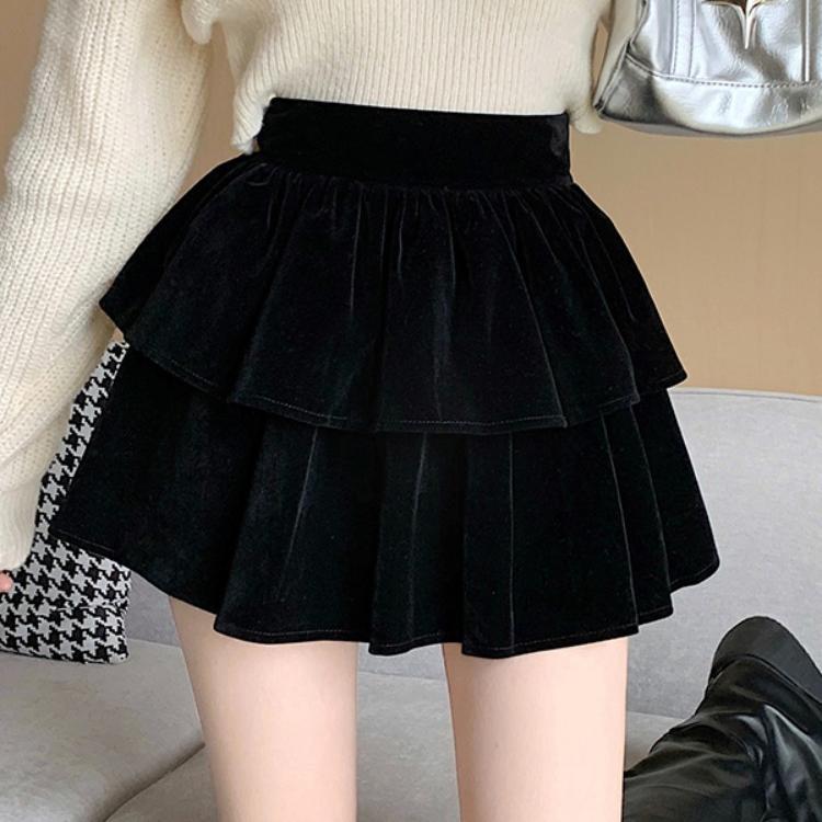 Girls' Velvet A-Line Skirt High-Waisted Princess Style