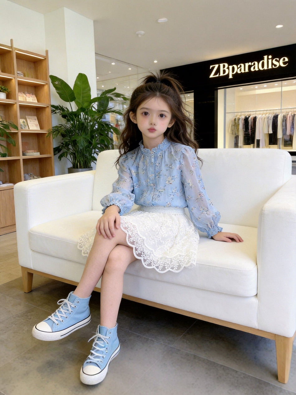 Girls' Lace Puffy Skirt Sweet Princess Style Mesh Skirt
